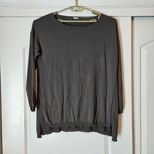 Annette Gortz Liam Long Sleeve Shirt Women L XL Grey Zipper Lagenlook Minimalist